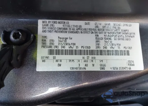 2014 Ford Focus Se z USA, uszkodzony, nr VIN 1FADP3F2XEL379088